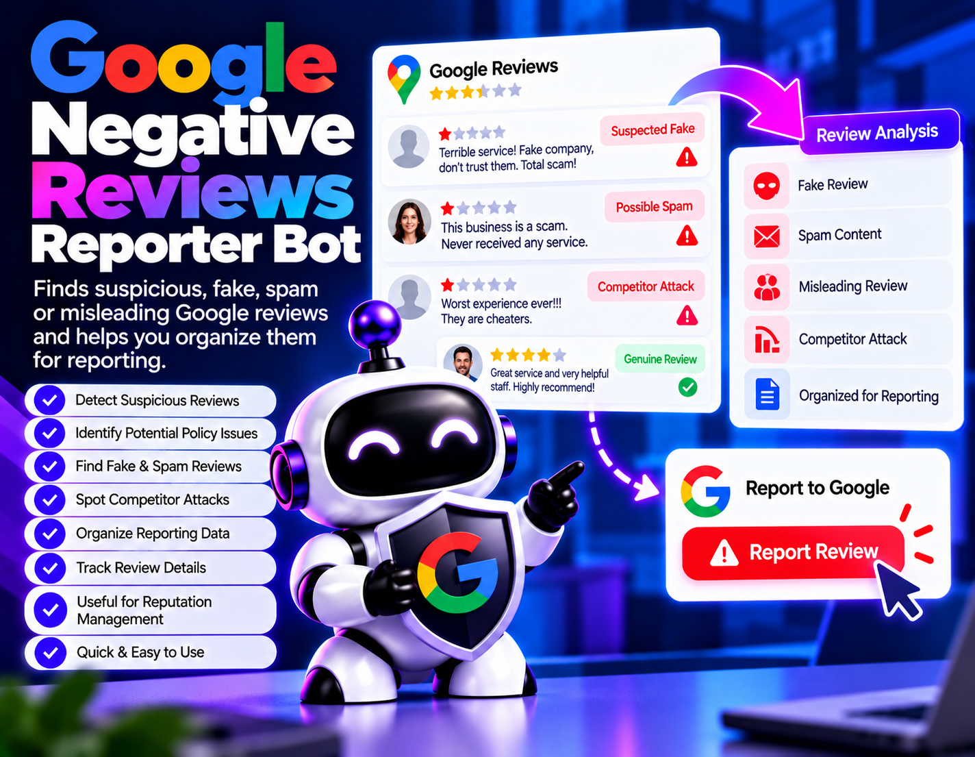 Google Negative Reviews Reporter Bot