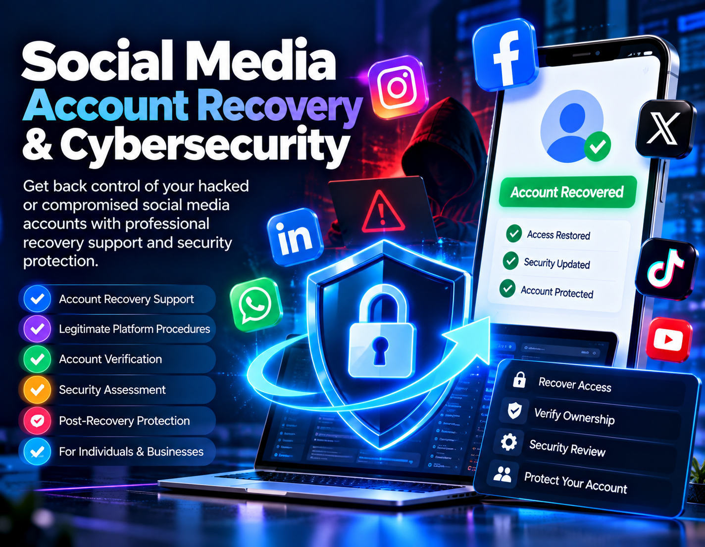 Social Media Account Recovery & Cybersecurity Service