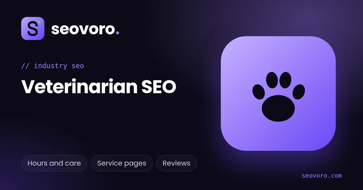 Veterinarian SEO illustration: a paw print icon for vet clinics
