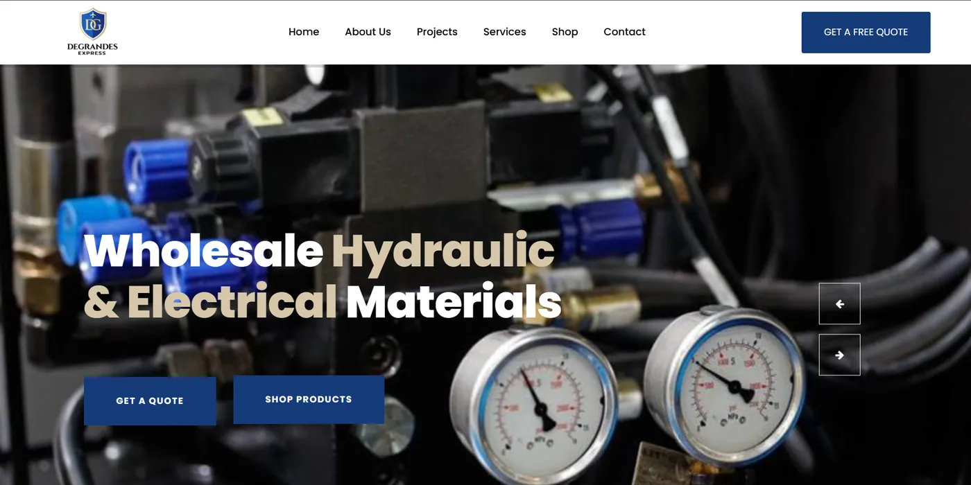 Screenshot of the Homepage page of Degrandes