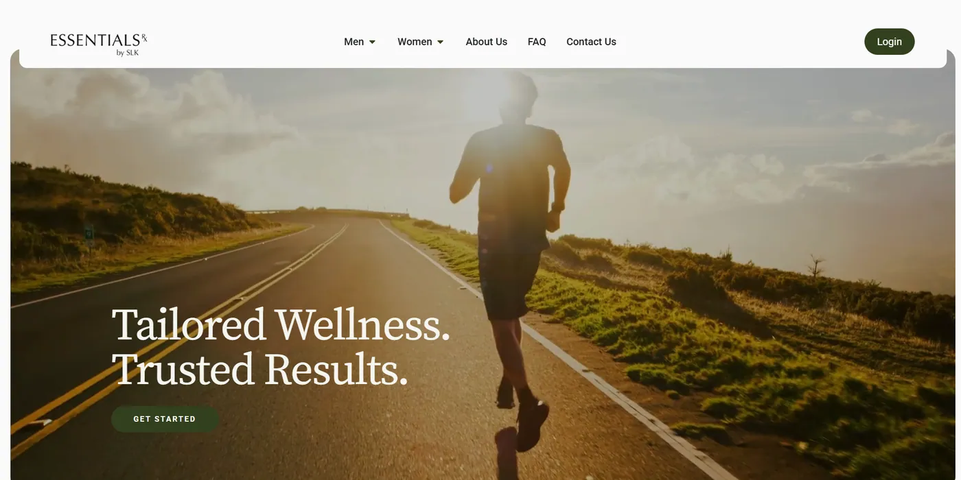 Screenshot of the Homepage page of Essentials RX