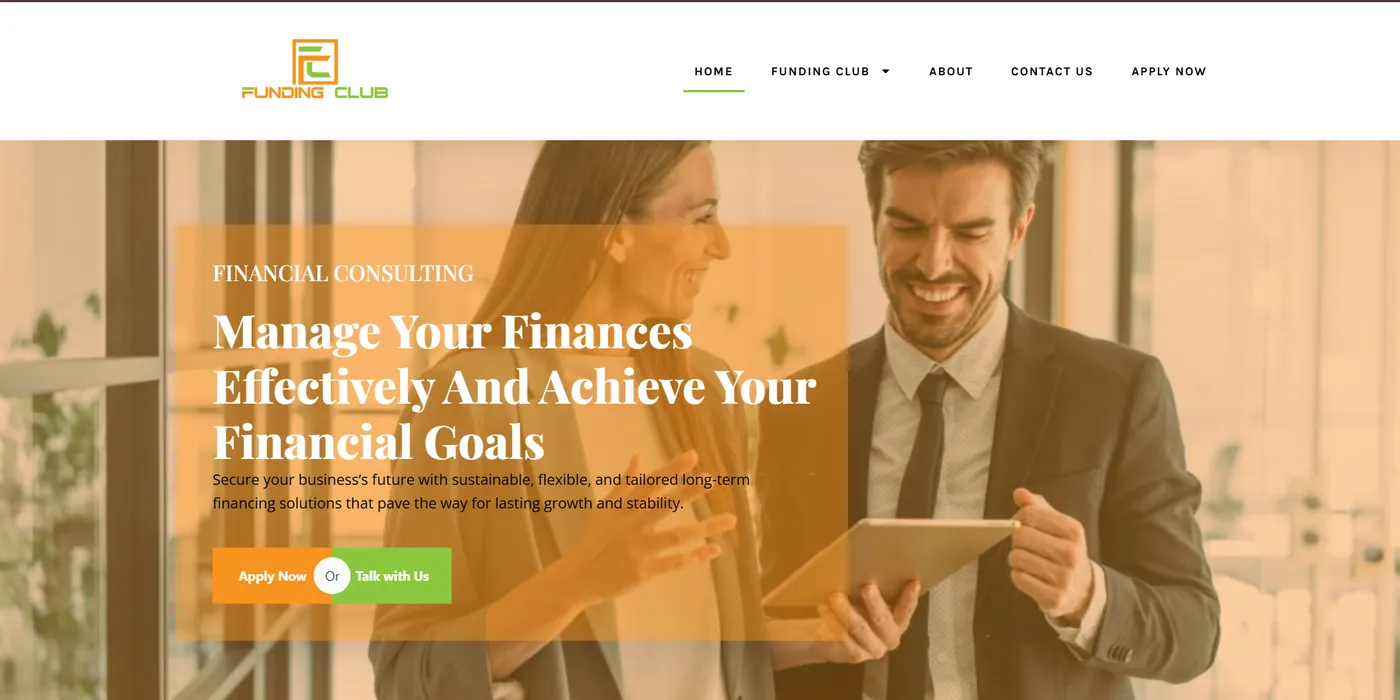 Screenshot of the Homepage page of Funding Club US