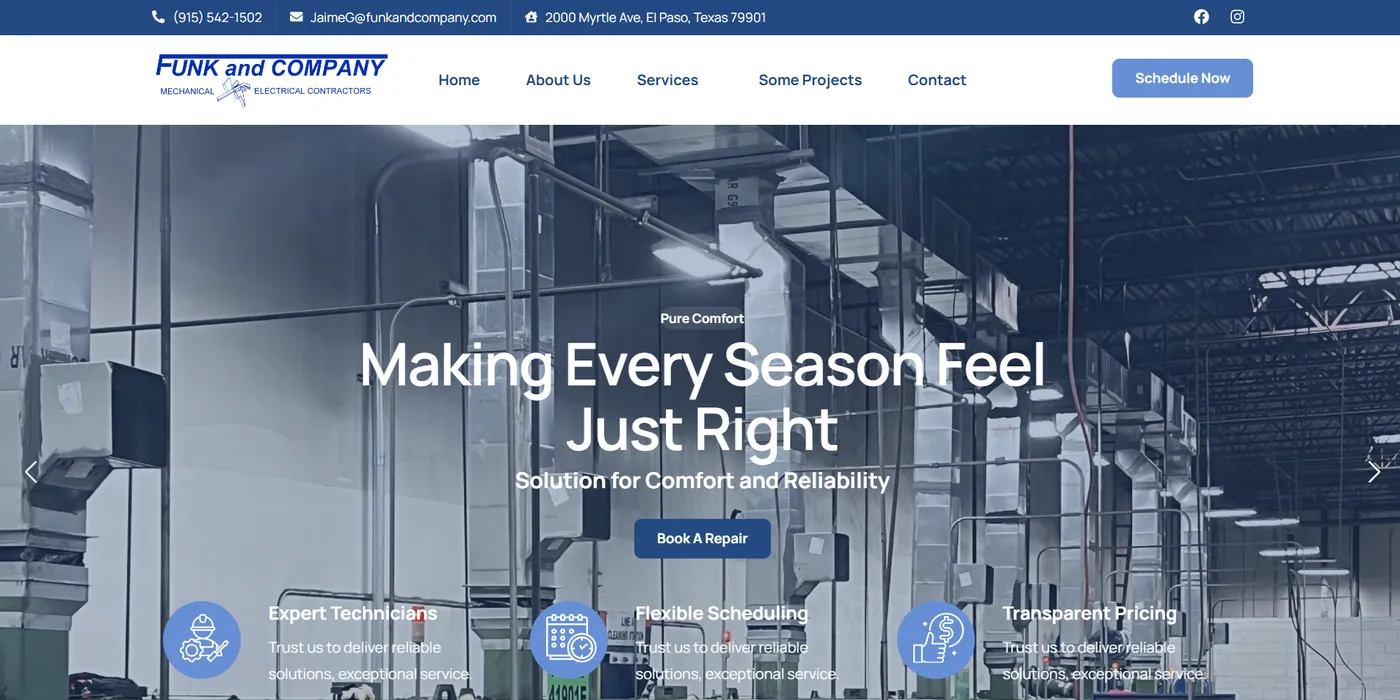Screenshot of the Homepage page of Funk and Company