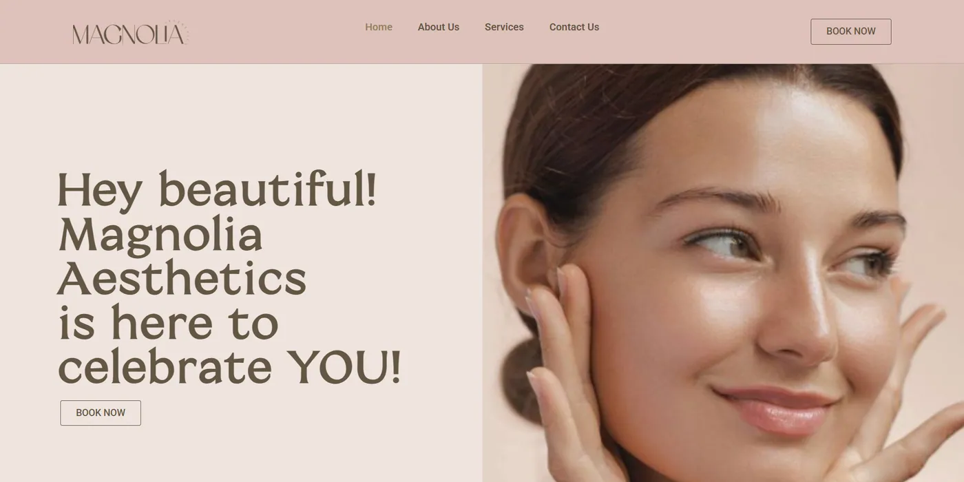 Screenshot of the Homepage page of Magnolia Aesthetics