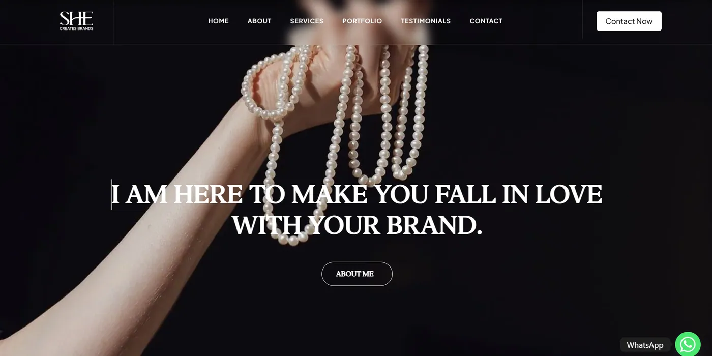Screenshot of the Homepage page of She Creates Brands